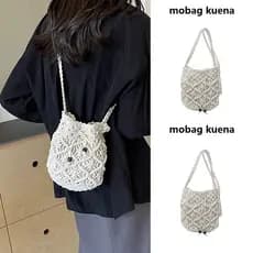 bolsa transversal feminino bolsa feminina 2025 novo estilo verão saco do mensageiro feminino saco de palha de malha saco