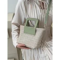 bolsa transversal feminino bolsa feminina Bolsa Feminina Férias Praia Retro Contraste Cor Palha Bolsa