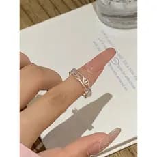 anel anel de namoro S925 prata esterlina nariz de porco dupla camada corrente índice dedo anel feminino luz luxo nicho c