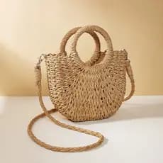 bolsa transversal feminino bolsa feminina Bolsa de praia novo estilo bolsa de palha feminina ins All-Match praia Diagona