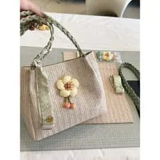 bolsa transversal feminino Bolsa Nova palha diy saco tecido à mão caseiro Material costurado à mão saco verão All-match