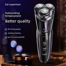 barbeador eletrico masculino Superman Novo Estilo Barbeador Elétrico Corpo Inteiro Lavável Navalha Rotativa de Três Lâmi