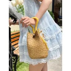 bolsa femenina bolsa transversal feminino Bolsa de palha de verão feminina 2026 novo estilo à beira-mar praia bolsa nich