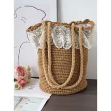 bolsa femenina bolsa feminina Acidentalmente embrulhado renda fio de algodão grama tecido boêmio beira-mar praia saco fa