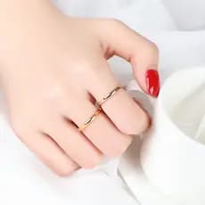 anel solitario anel de namoro Anel de dedo de ouro rosa de aço titânio feminino brilhante Ins