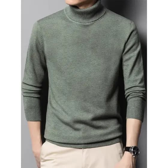 Suéter de negócios de gola alta masculino inverno engrossado Slim fit versão coreana camisa de fundo sentimento de alta