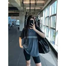Versão coreana tamanho grande solto roupas de Fitness mulheres roupas de Yoga correndo de secagem rápida camiseta influe