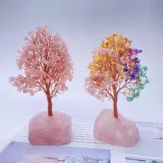 Natural rosa cristal ametista pedra áspera flor de pêssego fortuna árvore movendo entrada decoração para casa presente a