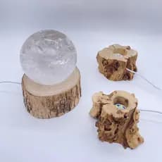Raiz de madeira maciça escultura bola de cristal base luminosa Log bola base de pedra áspera raiz da árvore led base da