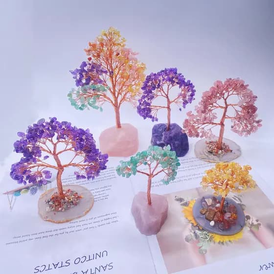 Natural rosa ametista pedra britada pedra áspera diy criativo cristal sorte flor de pêssego árvore presente sala estar e