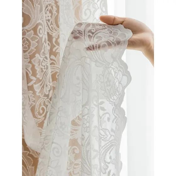 Luz francesa luxo Retro cortina de renda branca estilo princesa influenciador tela cortina janela tela veludo Blackout f