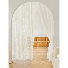 Simples francês branco cortina de renda janela tela cortina Pastoral moderna meia cortina curta porta divisória perfuraç