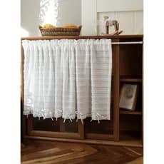 Francês bonito creme bolo fungo plissado renda cortina de cozinha haste cortina de porta meia cortina de Velcro sem perf