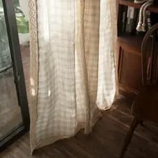 Produto acabado americano algodão linho costura cortinas cáqui Pastoral país sala de estar varanda quarto Retro Semi-Bla