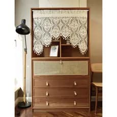 Cortina arqueada de crochê Country americano, meia cortina divisória, Feng Shui, cortina de canto, porta, haste sem perf