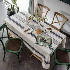 Tecido de mesa listrado de linho de algodão tingido estilo japonês retangular pano de mesa de café arte quadrada posando