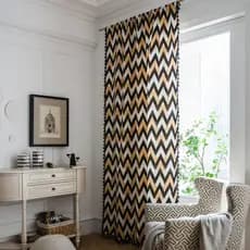 Cortina produto acabado algodão linho impressão americano simples preto borla estilo boêmio ouro ondulado quarto Bay jan