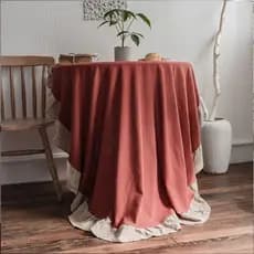 Toalha de mesa redonda francesa babados cor lisa cor sólida algodão lavado pequeno fresco varanda doméstica toalha de me