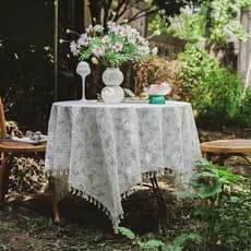 Toalha de mesa pequena fresca estilo ins flor de cravo Floral Pastoral algodão linho pano de mesa de café decoração core