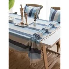 Tecido de mesa de jantar à prova d'água listrado poliéster estilo coreano fresco retangular pano de mesa de café toalha