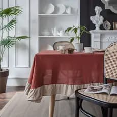 Mesa de jantar tecido francês babados fresco ins estilo cor lisa influenciador redondo lavado algodão doméstico toalha d