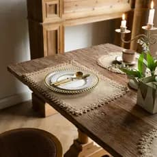 Placemat chinês Retro juta algodão mesa esteira redonda tigela retangular mesa de jantar tapete de chá isolamento placa