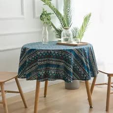 Toalha de mesa redonda de algodão e linho impressa estilo étnico boêmio toalha de mesa de café pequena fragrância estilo
