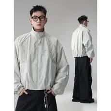 Estilo americano estilo funcional costura gola curta boneca manga jaqueta masculina 2026 primavera novo estilo solto jaq