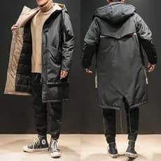 Jaqueta masculina de comprimento médio à prova de frio, espessada, tamanho Extra grande, jaqueta de gordura, roupa de ru