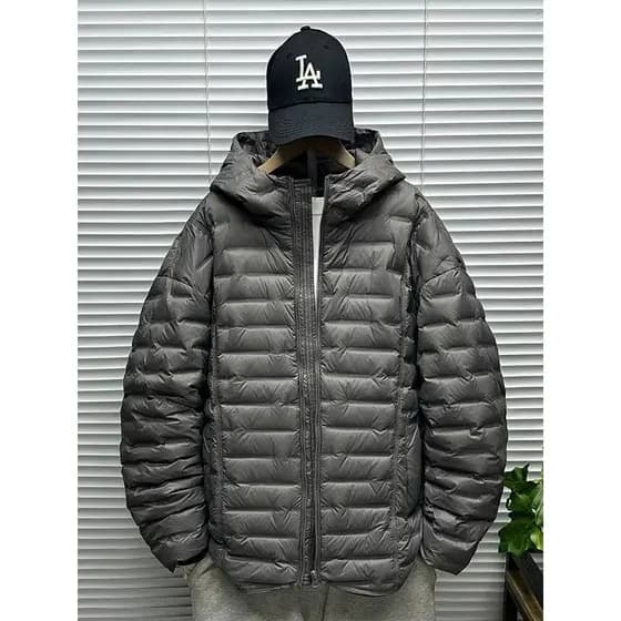 Com capuz em relevo pato branco jaqueta masculina roupas de inverno tamanho grande oversize leve quente para baixo jaque