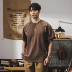 Americano Retro pesado camiseta masculina de manga curta verão 2026 novo estilo Street Wear cara resistente perfil de al