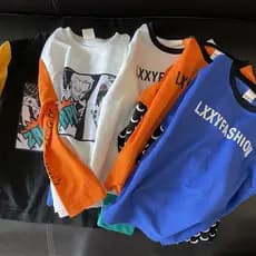 Camiseta de manga comprida para meninos primavera outono moletom de algodão puro infantil camisa de fundo infantil média