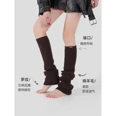MEIKAN meias de lã de malha meias de panturrilha quente capa de perna meias femininas botas de neve meias primavera outo