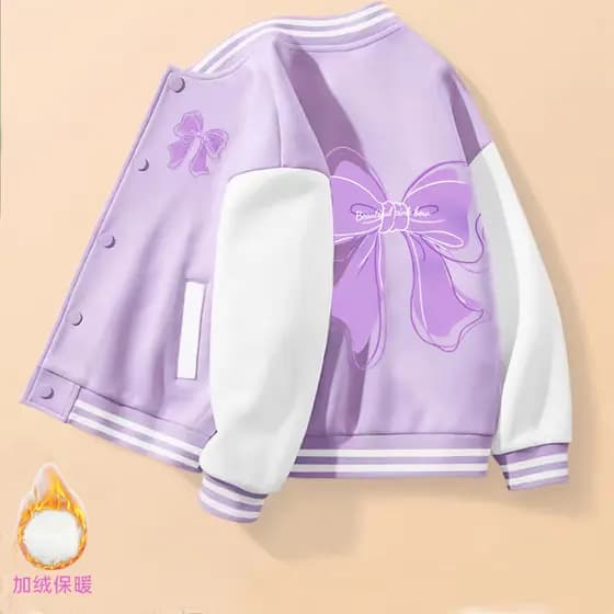 Meninas primavera outono roupas novo estilo uniforme de beisebol jaqueta crianças jaqueta esportiva meninas forro de lã