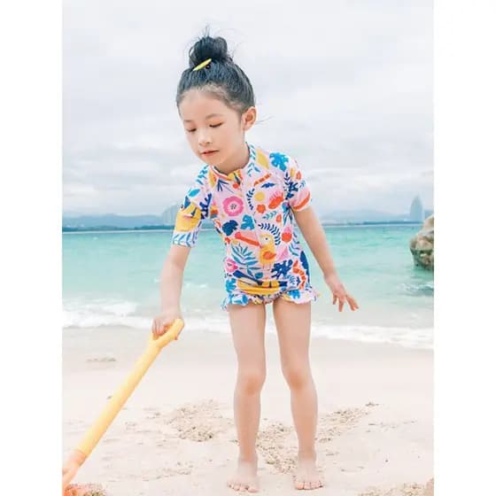 Meninas de manga curta maiô de uma peça bebê menina bonito maiô de secagem rápida crianças praia beira-mar férias Sw