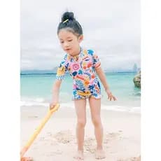 Meninas de manga curta maiô de uma peça bebê menina bonito maiô de secagem rápida crianças praia beira-mar férias Sw