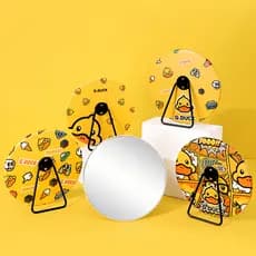 Desktop bonito criativo pequeno pato amarelo espelho de mesa redondo espelho de maquiagem em pé ajustável espelho de maq