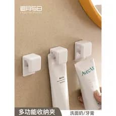 Prateleira de pasta de dente sem perfuração, montagem na parede, artefato de apertar, clipe de limpeza Facial, banheiro,