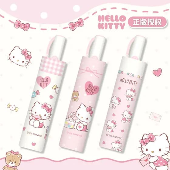 Hellokitty guarda-sol guarda-sol guarda-chuva automático feminino chuva ou chuva protetor solar de dupla utilização U