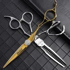 Tesoura de cabeleireiro profissional autêntico estilista de cabelo dedicado 20cm cnc corte plano tesoura de corte de den