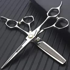 Barbeiro estilista rolamento especial tesoura de cabeleireiro 20cm tesoura plana desbaste dentes tesoura cabeleireiro co
