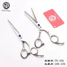 Dragão roxo 18cm dupla face dentes tesoura de corte de cabelo 20cm dupla face dentes desbaste tesoura de cabelo quebrado