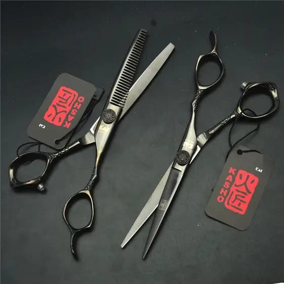 Firesmith preto 18/20cm alça de dragão franja desbaste tesoura de cabeleireiro corte plano corte de cabelo corte de dent