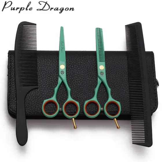 Tesoura de corte de cabelo verde dragão roxo, adulto, crianças, 18cm, corte plano, franja, desbaste, corte de cabelo que