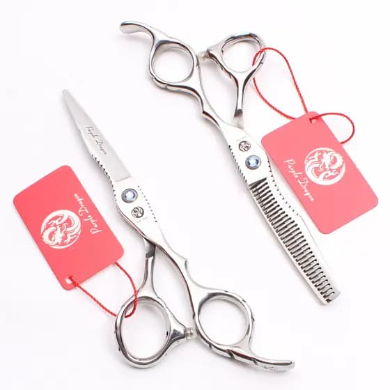 Roxo dragão safira tesoura de corte de cabelo dentes planos tesoura adulto salão de beleza conjunto franja desbaste domé