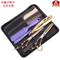 Tesoura de dragão roxo para canhotos, dedicada para canhotos, corte de cabelo, corte plano, tesoura com navalha, corte d