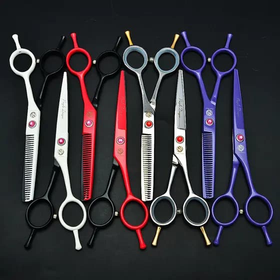 Tesoura de corte de cabelo de dragão roxo, 18cm, cauda dupla, linha A, corte plano, tesoura de cabeleireiro