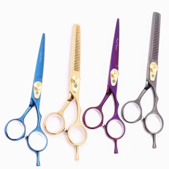 Tesoura de corte de cabelo profissional dragão roxo corte plano dentes corte preto azul cor ouro roxo tesoura de cabelei