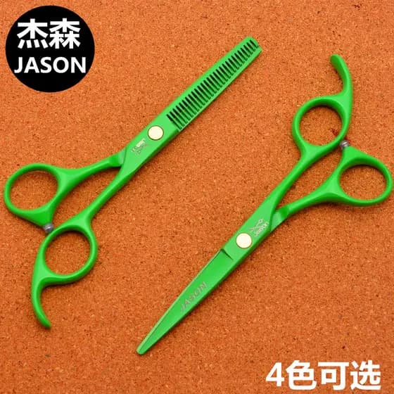 JASON verde 18cm tesoura de cabeleireiro tesoura de corte de cabelo dedicado tesoura plana franja tesoura de desbaste