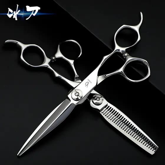 Tesoura de cabeleireiro autêntica profissional Tesoura de corte de cabelo Tesoura plana Tesoura de dentes sem costura Te